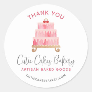 Sticker Rond Pâtisserie Merci Blush Gâteau Pâtisserie Dessert