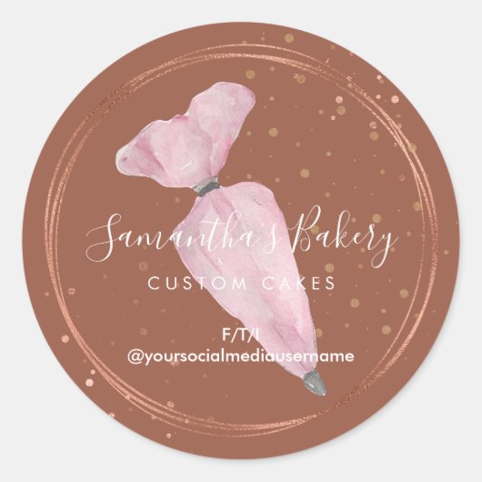 Sticker Rond pâtisserie sur mesure créateur de gâteaux Boho Pin (Devant)