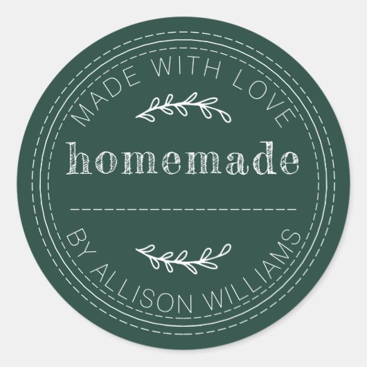 Sticker Rond Pâtisseries maison rustiques Confiture Pot Vert fo (Devant)