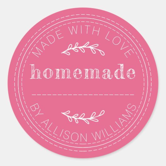 Sticker Rond Pâtisseries maison rustiques Pot de confiture rose (Devant)