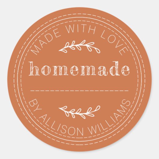 Sticker Rond Pâtisseries rustiques maison Orange brûlée en cons (Devant)