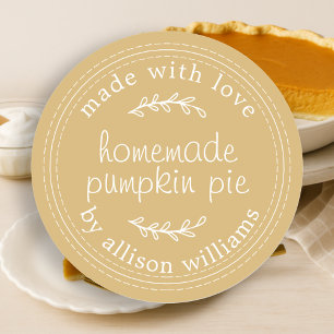 Sticker Rond Pâtisseries rustiques maison tarte pumpkin jaune