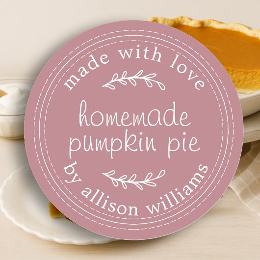 Sticker Rond Pâtisseries rustiques maison tarte pumpkin rose po