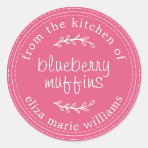 Sticker Rond Pâtisseries rustiques modernes Muffins aux bleuets