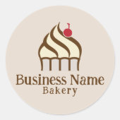 Sticker Rond Pâtissier Cupcake Mignon Boulangerie Maison (Devant)