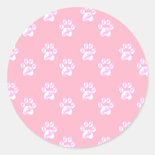 Sticker Rond Patounettes blanches mignonnes (Devant)