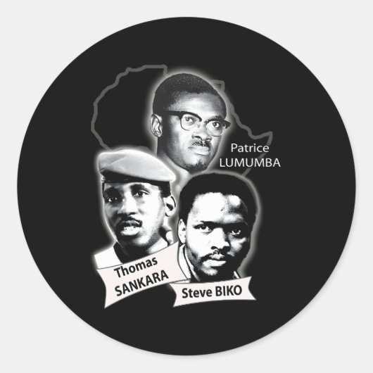 Sticker Rond Patrice Lumumba Thomas Sankara Steve Biko (Devant)