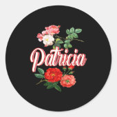 Sticker Rond Patricia Name With Flowers  (Devant)