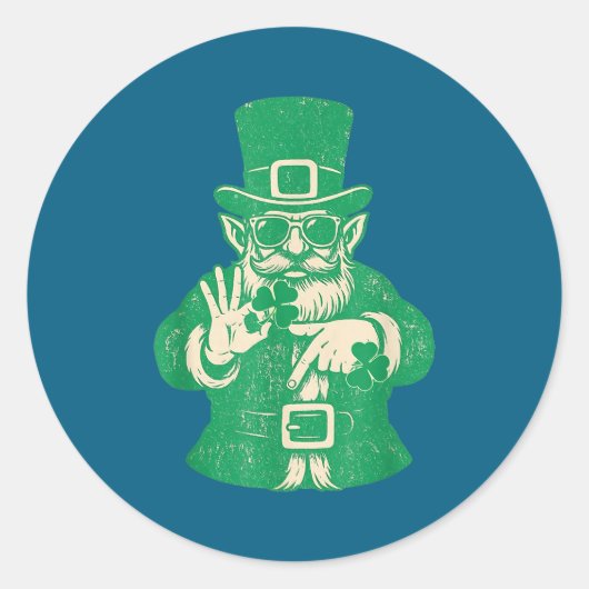 Sticker Rond Patricks Day, Leprechauns Funny 6 Meme Gift Men, W (Devant)