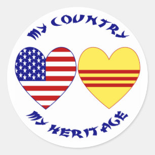 Sticker Rond Patrimoine du Vietnam du Sud et des États-Unis d'A