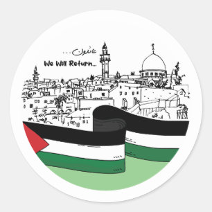 Sticker Rond Patrimoine palestinien et espoir : nous reviendron
