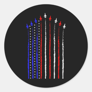 Sticker Rond Patriot Juillet 4 Jets d'avion de chasse Drapeau U