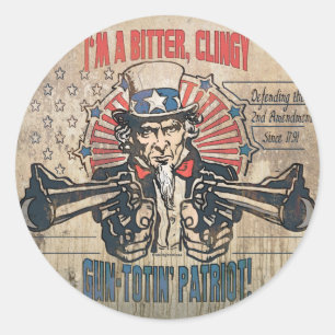 Sticker Rond Patriote à pistolet à pistolet, amer et accrocheur