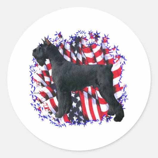 Sticker Rond Patriote géant Schnauzer (Devant)