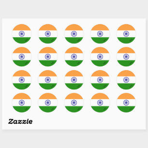 Sticker Rond Patriotes du drapeau indien et indien, vacances / 