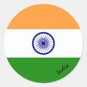 Sticker Rond Patriotes du drapeau indien et indien, vacances /  (Devant)