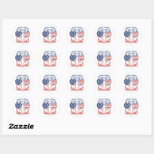 Sticker Rond Patriotic Eagle 4th of July American Flag Glasses  (Feuille)