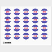 Sticker Rond Patriotic Red White & Blue 250 (Feuille)