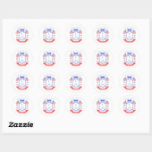 Sticker Rond Patriotic Red White & I Do Monogram Wedding (Feuille)