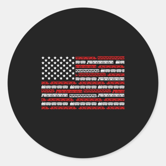 Sticker Rond Patriotic Trains Flag For Train Enthusiasts And Ho (Devant)