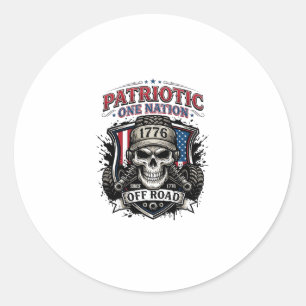 Sticker Rond Patriotique 1776 Hors Route Crâne Monster Truck Lo