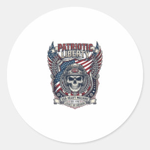 Sticker Rond Patriotique 1776 Tout Terrain Camion Monstre Crâne