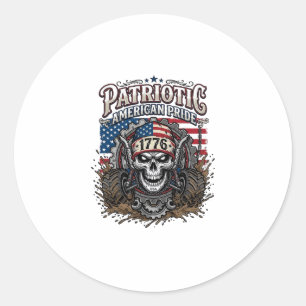 Sticker Rond Patriotique 1776 Tout Terrain Camion Monstre Crâne