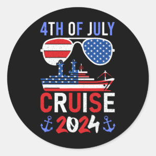 Sticker Rond Patriotique 4 juillet croisière 2024 Family Squad