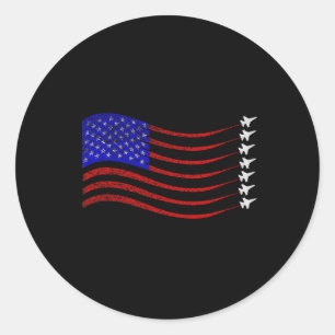 Sticker Rond Patriotique 4 juillet Drapeau américain Fighter Je