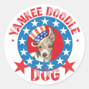 Sticker Rond Patriotique américain sans cheveux Terrier