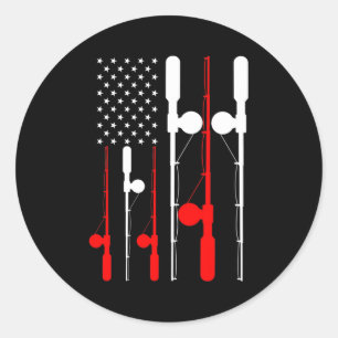 Sticker Rond Patriotique American Flag Fishing s pour les homme