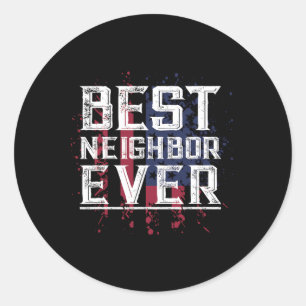 Sticker Rond Patriotique Bbq Funny Merci Cadeau Meilleur Voisin
