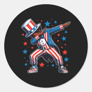 Sticker Rond Patriotique Black Dabbing Boy 4 juillet American F