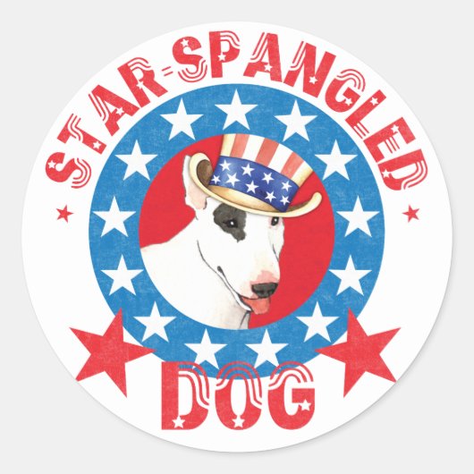 Sticker Rond Patriotique Bull Terrier (Devant)