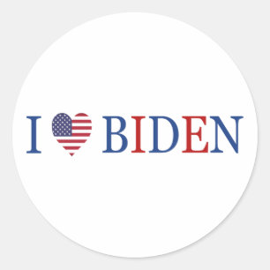 Sticker Rond Patriotique I Heart Love Joe Biden Drapeau