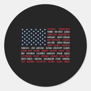 Sticker Rond Patriotique Juillet 4 Usa American Flag Tous les 5