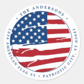 Sticker Rond Patriotique Militaire Américain Drapeau Adresse de (Devant)