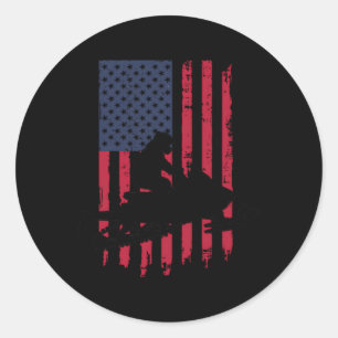 Sticker Rond Patriotique motoneige Rider Drapeau américain Spor
