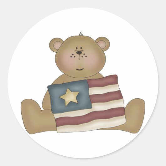 Sticker Rond Patriotique Pays Teddy Bear (Devant)