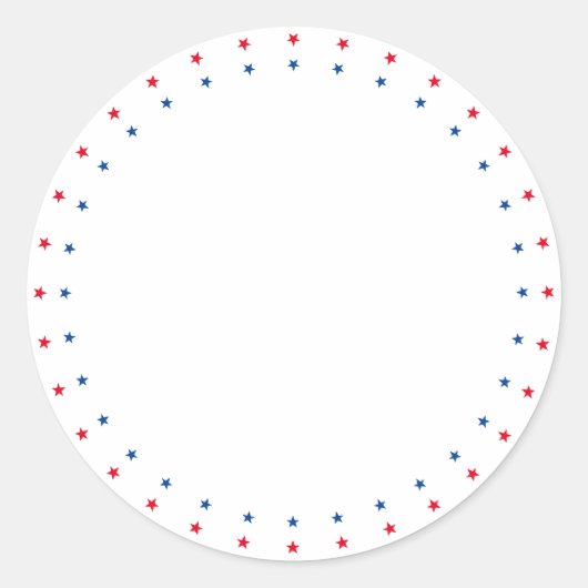 Sticker Rond Patriotique rouge blanc bleu étoile frontière blan (Devant)