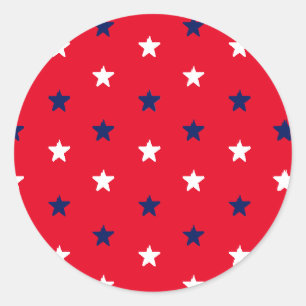 Sticker Rond Patriotique rouge blanc bleu étoiles motif 4 juill