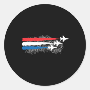 Sticker Rond Patriotique Rouge Bleu Bleu Usa Drapeau Jets 4e