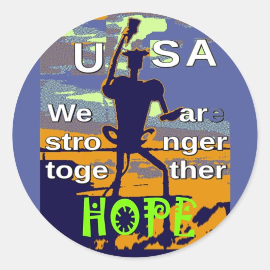 Sticker Rond Patriotique USA Hope Graphisme (Devant)