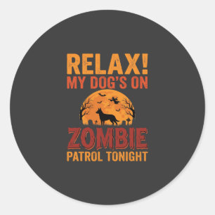 Sticker Rond Patrouille de Chien Zombie Halloween