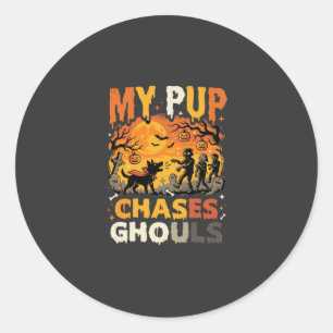 Sticker Rond Patrouille de cimetière de chiens d'Halloween