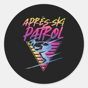 Sticker Rond Patrouille de ski d'Apres des années 80 Vintage