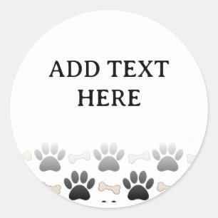 Sticker Rond Patrouilles Et Os De Chien Avec Texte Personnalisé