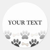 Sticker Rond Patrouilles Et Os De Chien Avec Texte Personnalisé (Devant)