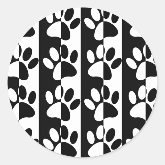 Sticker Rond Patrouilles Et Rayures De Chien Noir Et Blanc (Devant)