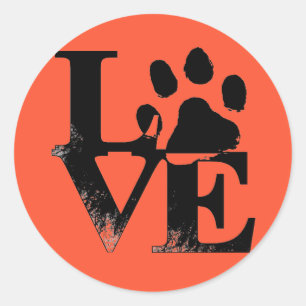 Sticker Rond Patte d'animal familier dans l'AMOUR